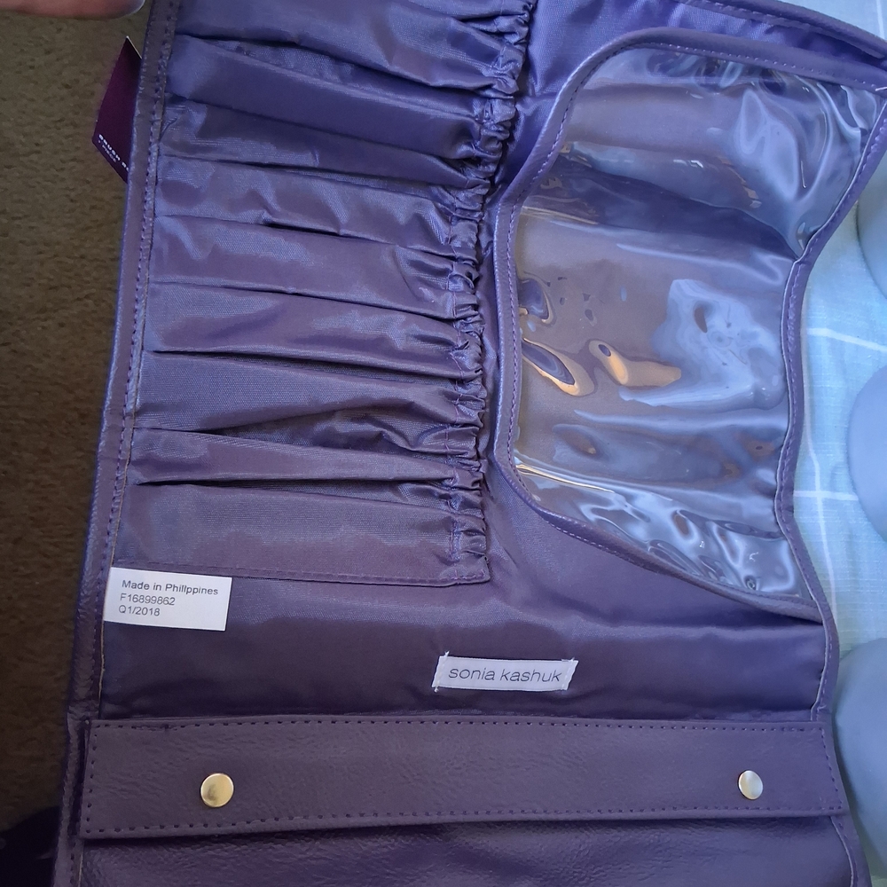 Bnwt Sonia Kashuk Artistic Purple and Gold Cosmetic Case Brush Roll Organizer - Picture 3 of 10